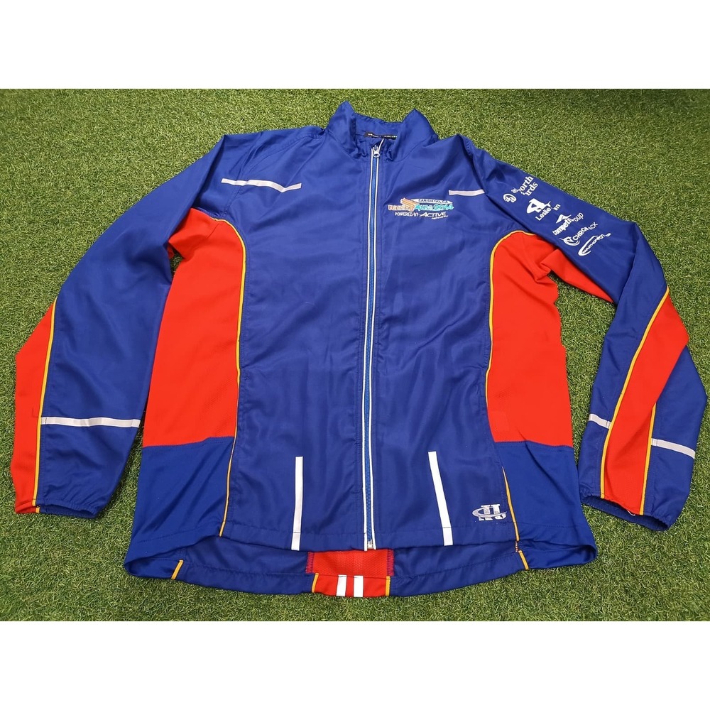 Leslie Jordan Track Jacket Mens Large Blue Red Running USA 2014 Active‎ Network